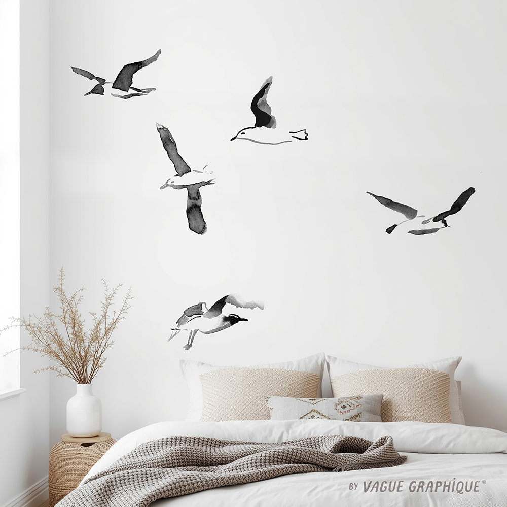 White bedroom wall with Scandi boho style and free copy space fo White bedroom wall with Scandi boho style and free copy space fo
