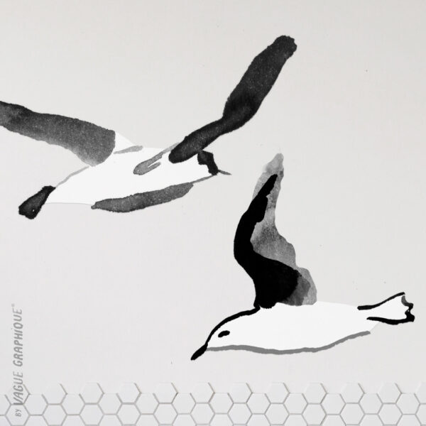 Mouette sticker mural en papier peint pré-encollé, dessin