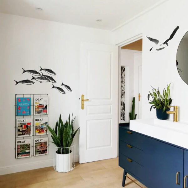 banc de sardine, intérieur, papier peint, décoration vague Graphique