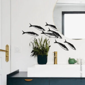Décoration poissons, faune marine à coller au mur