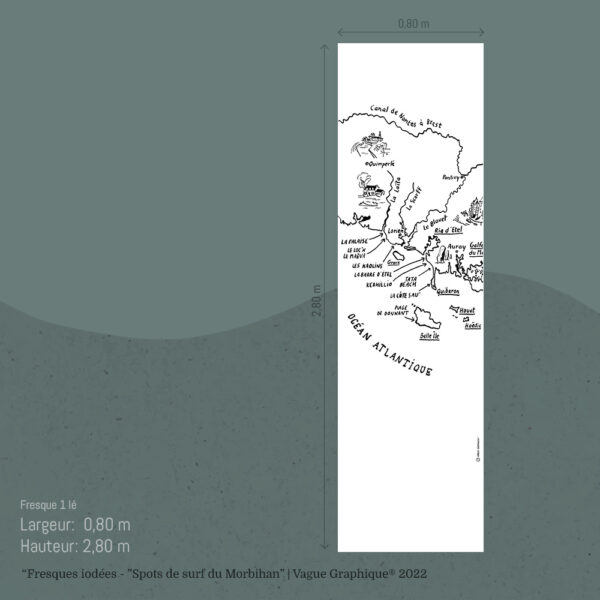 Carte marine, papier peint panoramique, pour habillage de porte, Studio Vague graphique