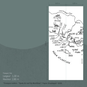 Fresque carte marine, spots de surf, papier peint