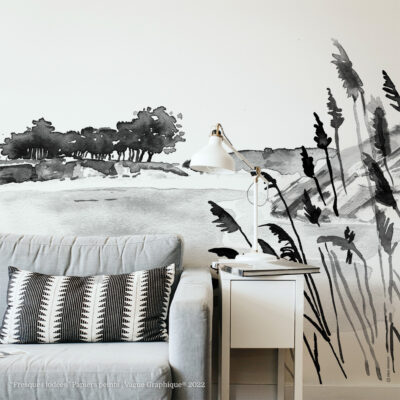 Fresque panoramique en papier peint, plage du petit perello, ploemeur, morbihan by Studio Vague Graphique