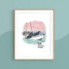 Tirage d'Art, aquarelle, plaisanciers Golfe du Morbihan, voilier