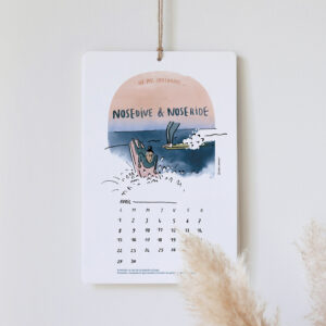 Calendrier 2024 dessiné sur le surf, mois d'avril
