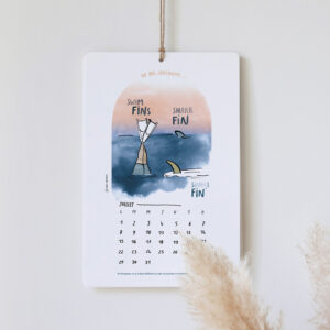 Calendrier 2024 dessiné sur le surf, mois de juillet