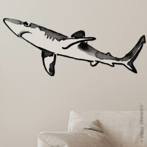 Sticker requin à coller au mur créateur bretagne, faune marine shark
