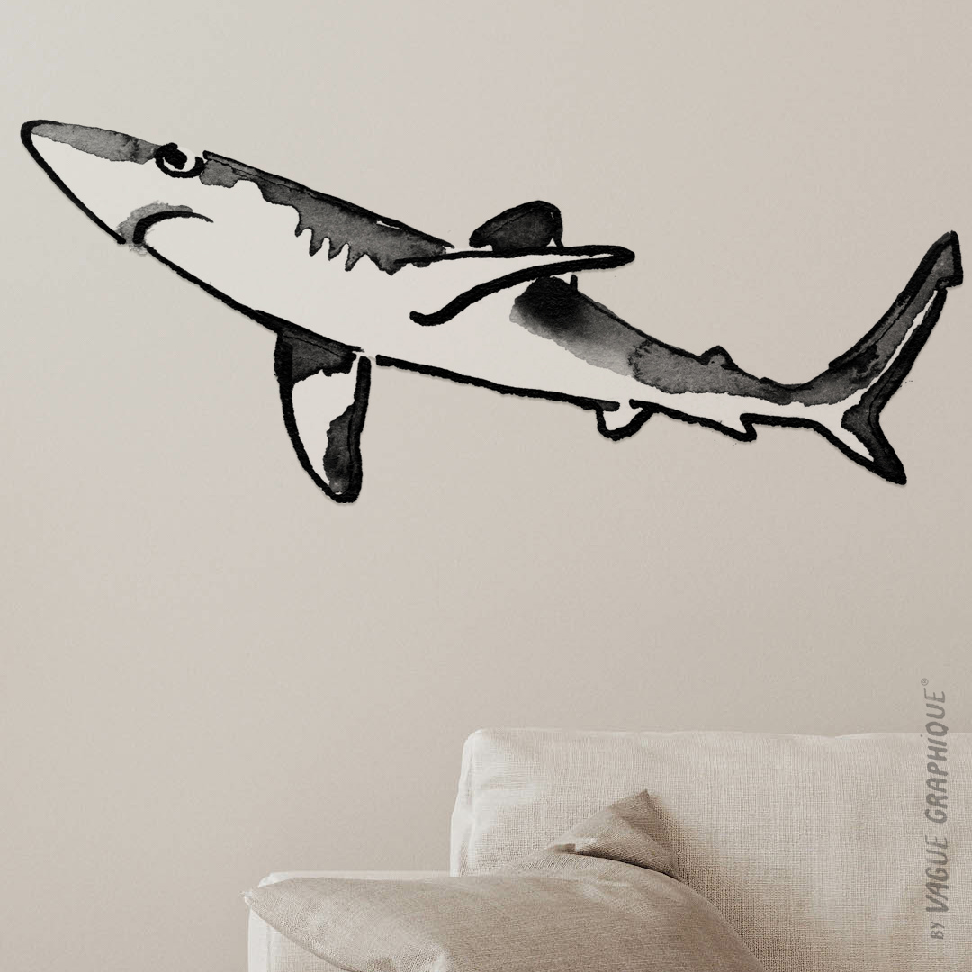 Sticker requin à coller au mur créateur bretagne, faune marine shark