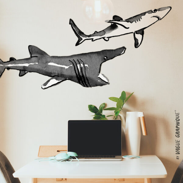 Sticker requin Pèlerin - Décoration murale by Vague Graphique