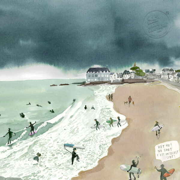 Surfer à larmor plage, illustration de surf par Vague graphique, Fanny Thauvin