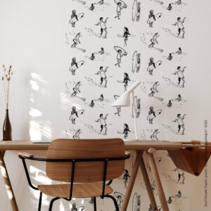 Papier peint à motifs de surfeurs: surfeur shortboard, longboard, noseride