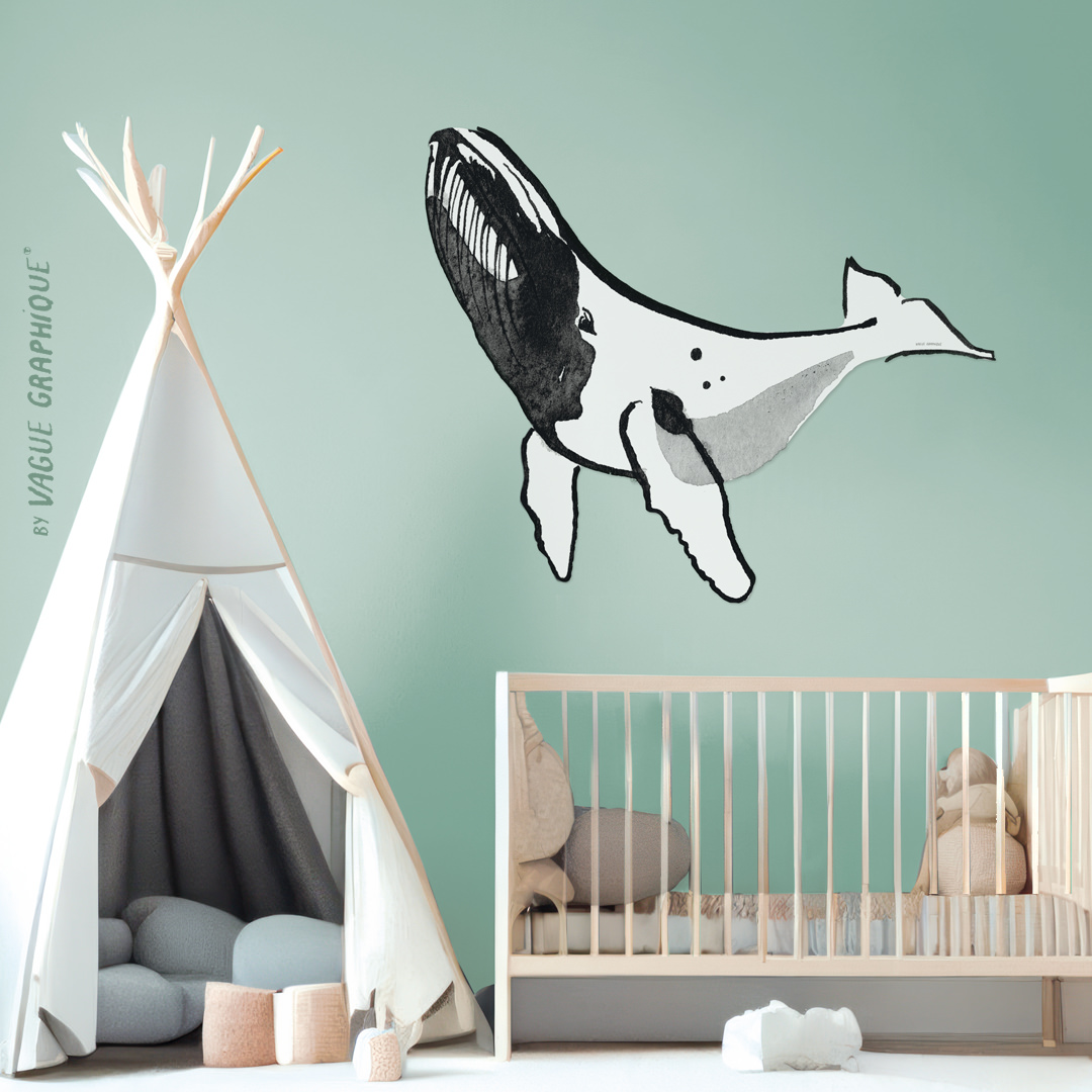 Baleine à coller au mur pour chambre enfant, kid interior decoration