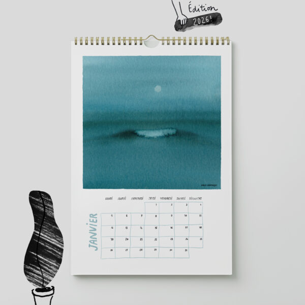 Une année en aquarelle, calendrier à suspendre