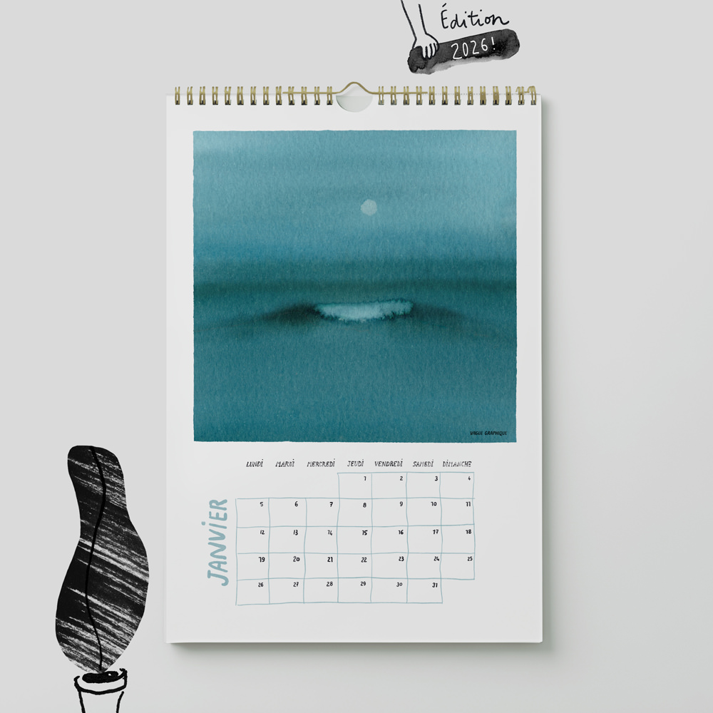 Une année en aquarelle, calendrier à suspendre