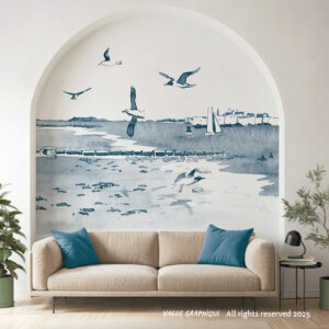 Larmor Plage, vue sur la Rade de Lorient, papier peint panoramique tapisserie